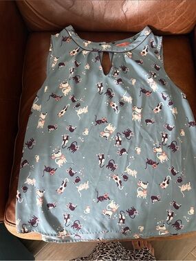 ModCloth Cat Print Sleeveless Keyhole Top